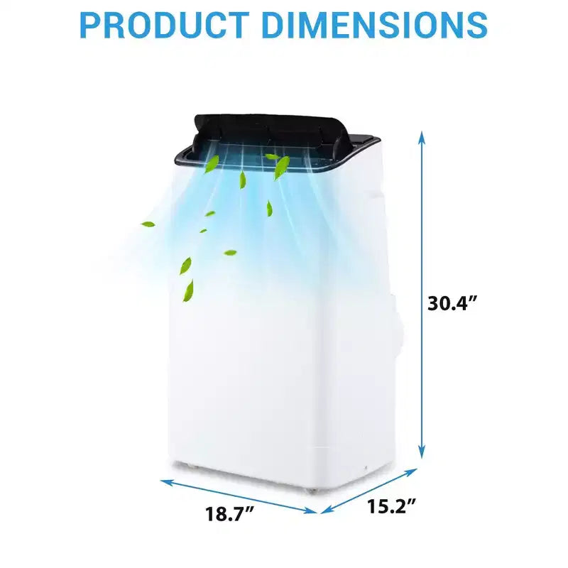 Climatiseur portable silencieux de 14 000 BTU : 3-en-1 rafraîchisseur, déshumidificateur et ventilateur pour grandes pièces jusqu'à 70 m². Comprend une télécommande, un mode veille et une minuterie de 24 heures