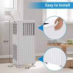 Climatiseur portable blanc 3-en-1 sur pied de 8 000 BTU, refroidit 32,5 m² avec déshumidificateur, ventilateur et télécommande
