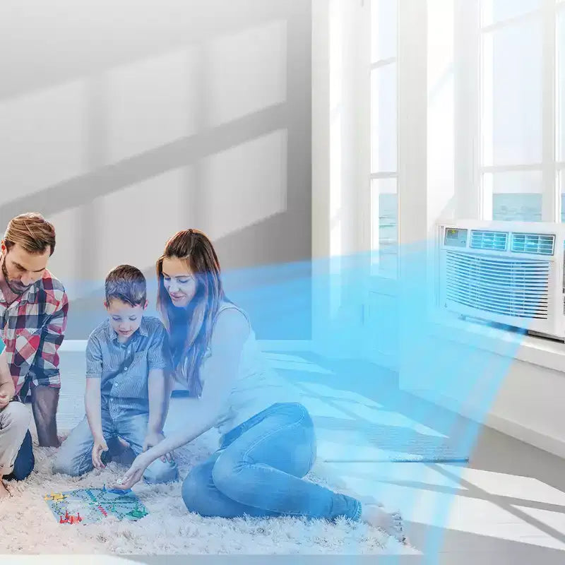 Aire Acondicionado de Ventana de 8000BTU con Control Remoto, Control por Aplicación, Apertura de Ventana Flexible, 3 Velocidades de Enfriamiento y Ventilador
