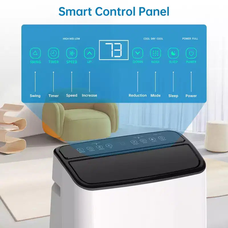 Climatiseur portable Acekool 14000 BTU, unité de climatisation 3-en-1 avec Wi-Fi, refroidit et chauffe jusqu'à 65 m², télécommande, pour salon/camping-car/espace de travail
