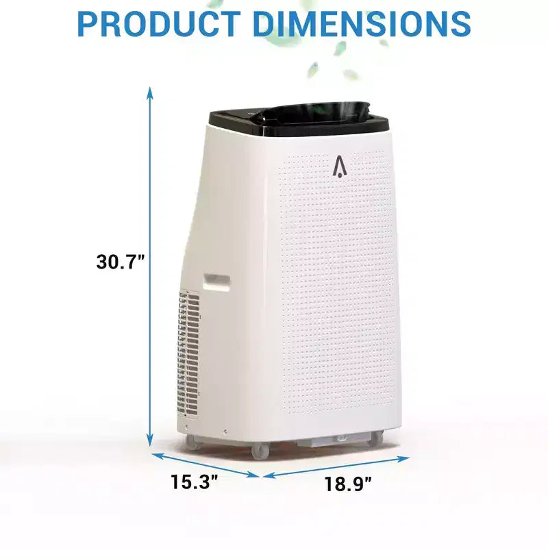 Climatiseur portable intelligent Acekool 15 000 BTU, climatisation intérieure 5-en-1, télécommande, silencieux, jusqu'à 79 m², pour chambre à coucher/bureau, dessus noir