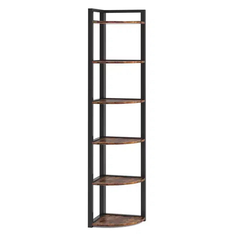 6-Tier Corner Shelf, Small Corner Bookshelf Storage