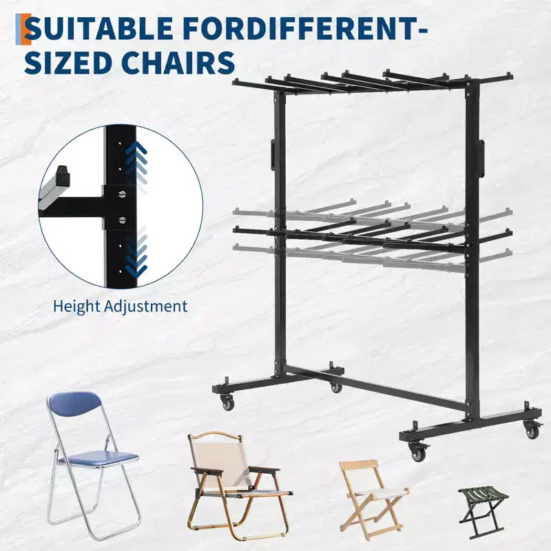 Estante para sillas plegables, estante y carro de mesa resistentes para sillas plegables
