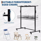 Estante para sillas plegables, estante y carro de mesa resistentes para sillas plegables