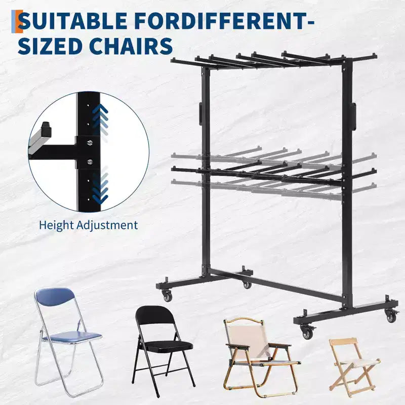 Estante para sillas plegables, estante y carro de mesa resistentes para sillas plegables