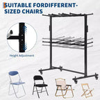 Estante para sillas plegables, estante y carro de mesa resistentes para sillas plegables