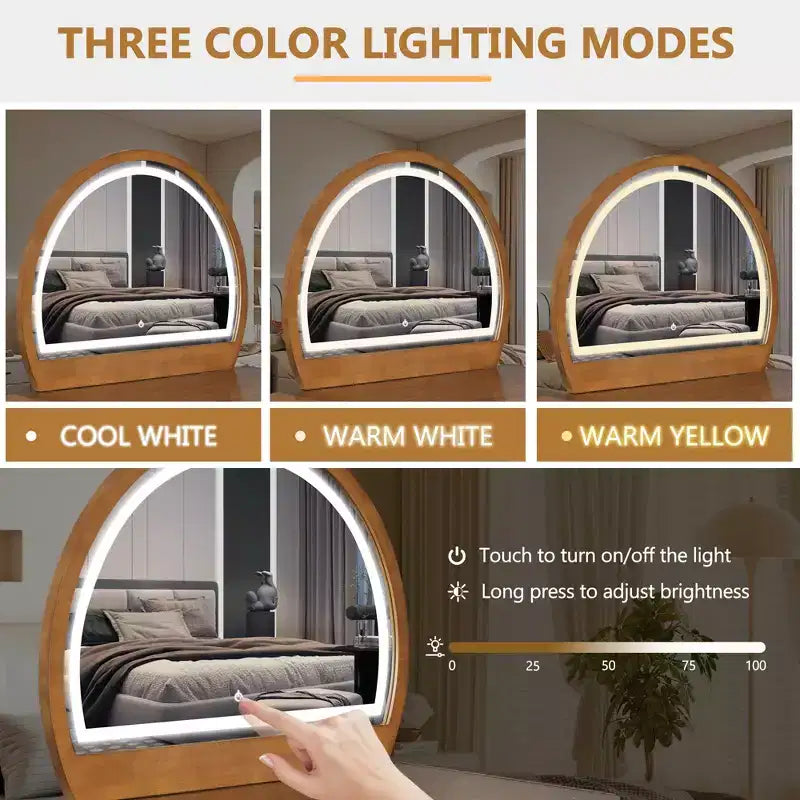 Tocador de textura ondulada de 39 pulgadas con pantalla táctil e iluminación LED integrada, un cajón, ideal para dormitorios, espresso