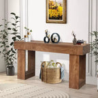 Coolmee 63 in Long Console Table for Entryway, Wood Rectangular Sofa Table Behind The Couch, Farmhouse Entryway Tables for Entrance, Hallway
