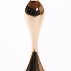 Mesa auxiliar redonda con cola de sirena de 21", mesa auxiliar pedestal de metal estilo Art Déco, mesa auxiliar estilo bandeja minimalista para espacios pequeños (marrón nogal)
