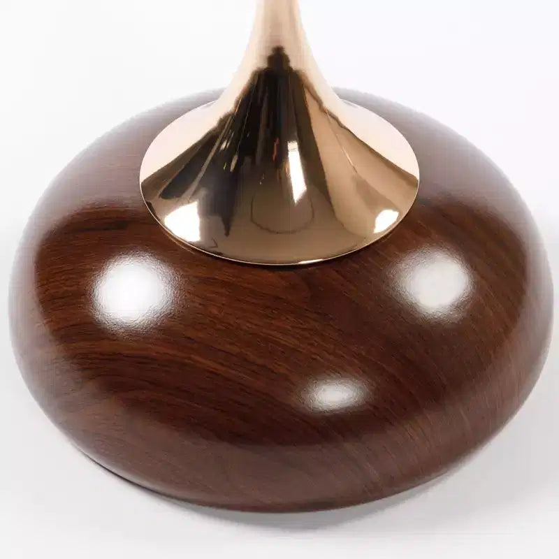 Mesa auxiliar redonda con cola de sirena de 21", mesa auxiliar pedestal de metal estilo Art Déco, mesa auxiliar estilo bandeja minimalista para espacios pequeños (marrón nogal)