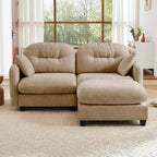 MAYEERTY Loveseat Cloud Sectional Sofa with Ottoman Tufted Cushion Backrest Design Armrests for Living Room Camel