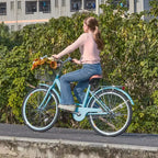 VEVOR Bicicleta Crucero, 1 Velocidad, Bicicleta Crucero de Playa de 26 Pulgadas Azul Claro con Cesta de Gran Capacidad y Portaequipajes Trasero, Bicicleta Crucero Segura y Robusta, Azul Claro