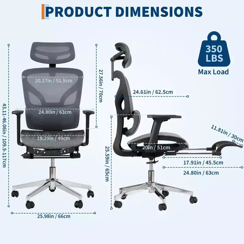 Silla de oficina ergonómica, cómoda silla de escritorio con respaldo alto y reposabrazos ajustables en 3D, silla giratoria para trabajo, estudio, videojuegos