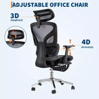 Silla de oficina ergonómica, cómoda silla de escritorio con respaldo alto y reposabrazos ajustables en 3D, silla giratoria para trabajo, estudio, videojuegos