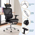 Silla de oficina ergonómica, cómoda silla de escritorio con respaldo alto y reposabrazos ajustables en 3D, silla giratoria para trabajo, estudio, videojuegos
