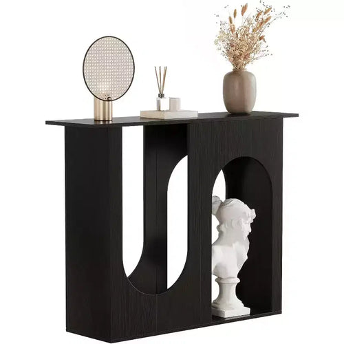 Lantine 39.4'' Black Sofa Table with Arched Design, Narrow Console Table for Behind Couch, Entryway, Hallway, Living Room, Easy Assembly.