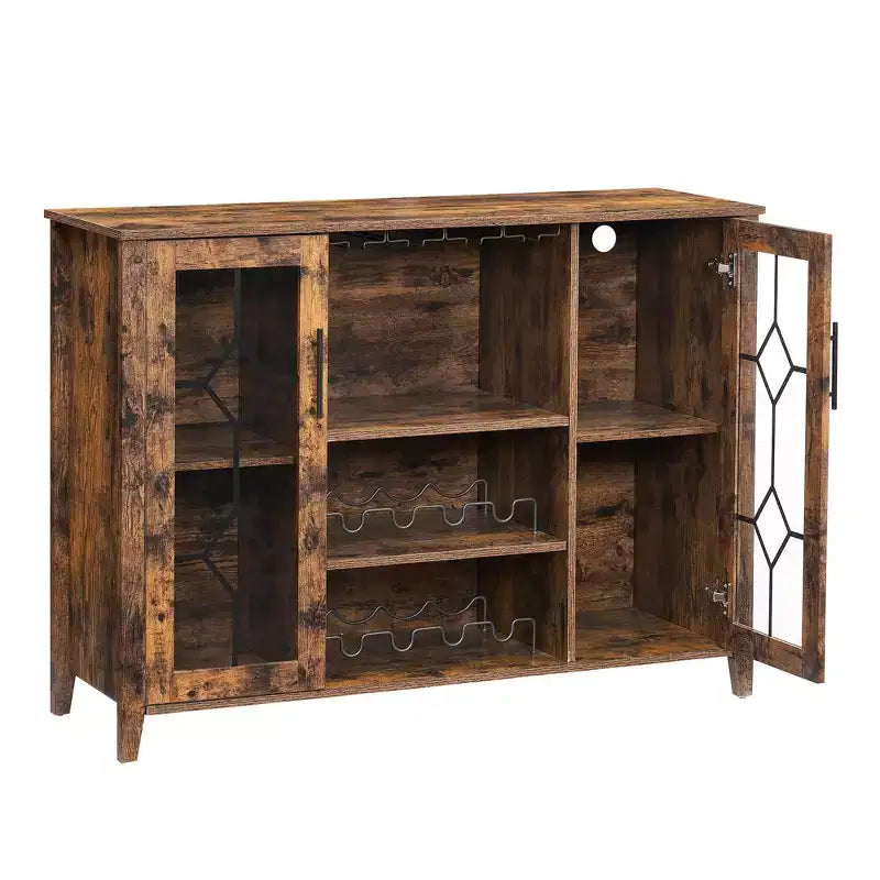 Botellero con almacenamiento y luz, Muebles de bar para el hogar, Bar para licores en casa, Mueble cafetero con estante para copas