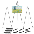 Caballete de 3 unidades para letreros, caballete de exhibición de metal portátil ajustable de 66" con base de trípode, soporte plegable para letreros para letreros de boda, lienzos de pintura