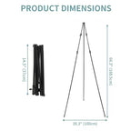 Caballete de 3 unidades para letreros, caballete de exhibición de metal portátil ajustable de 66" con base de trípode, soporte plegable para letreros para letreros de boda, lienzos de pintura