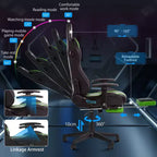 Sillón de oficina ergonómico Hoffree para juegos, reclinable, con masaje, altavoz Bluetooth y luz RGB