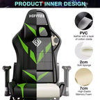 Sillón de oficina ergonómico Hoffree para juegos, reclinable, con masaje, altavoz Bluetooth y luz RGB
