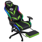 Sillón de oficina ergonómico Hoffree para juegos, reclinable, con masaje, altavoz Bluetooth y luz RGB