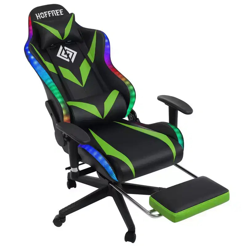 Sillón de oficina ergonómico Hoffree para juegos, reclinable, con masaje, altavoz Bluetooth y luz RGB