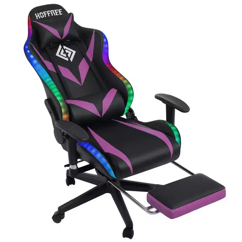 Sillón de oficina ergonómico Hoffree para juegos, reclinable, con masaje, altavoz Bluetooth y luz RGB