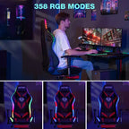 Sillón de oficina ergonómico Hoffree para juegos, reclinable, con masaje, altavoz Bluetooth y luz RGB