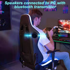 Sillón de oficina ergonómico Hoffree para juegos, reclinable, con masaje, altavoz Bluetooth y luz RGB