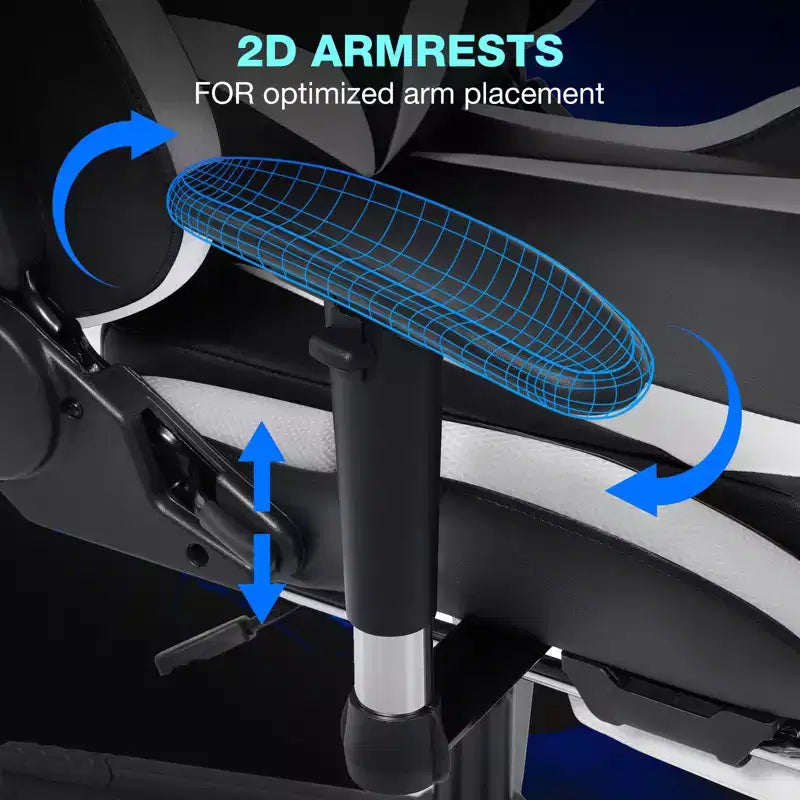 Sillón de oficina ergonómico Hoffree para juegos, reclinable, con masaje, altavoz Bluetooth y luz RGB