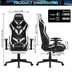 Sillón de oficina ergonómico Hoffree para juegos, reclinable, con masaje, altavoz Bluetooth y luz RGB