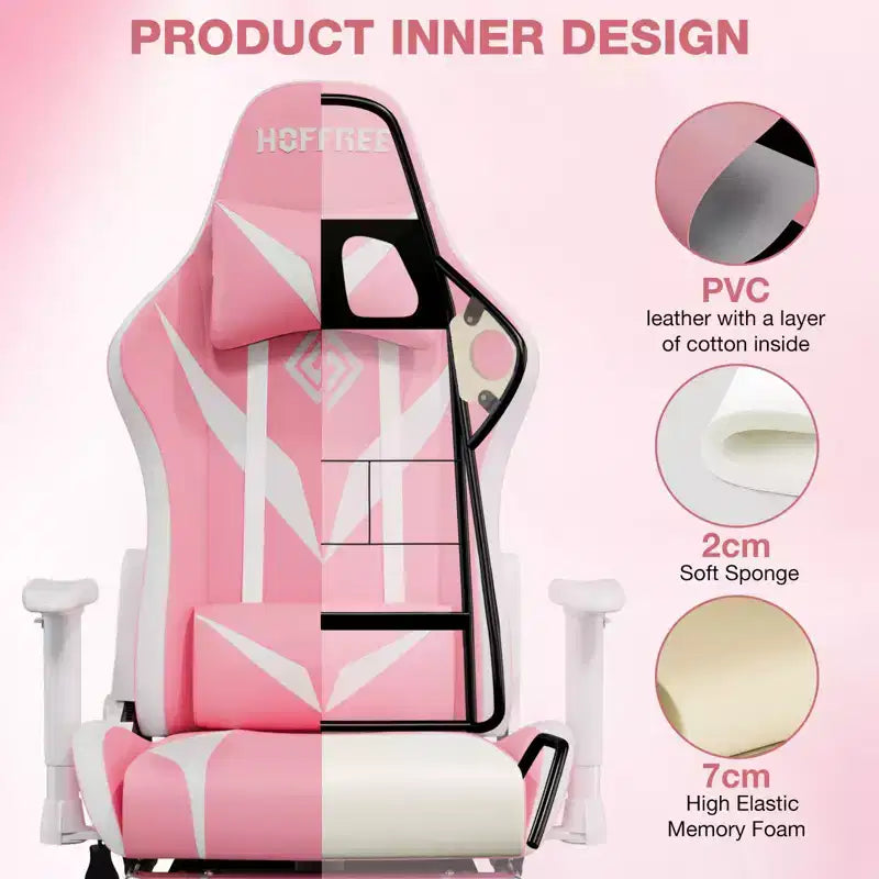 Sillón de oficina ergonómico Hoffree para juegos, reclinable, con masaje, altavoz Bluetooth y luz RGB