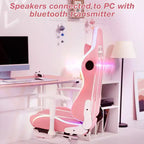 Sillón de oficina ergonómico Hoffree para juegos, reclinable, con masaje, altavoz Bluetooth y luz RGB