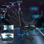 Sillón de oficina ergonómico Hoffree para juegos, reclinable, con masaje, altavoz Bluetooth y luz RGB