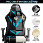 Sillón de oficina ergonómico Hoffree para juegos, reclinable, con masaje, altavoz Bluetooth y luz RGB