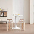 MAYEERTY Set of 4 Stackable Chairs Stools, Round Backless Birch Wood Dining Stools Chairs for Dining Room, Classroom, Small Spaces