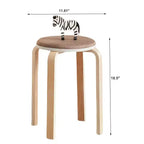 MAYEERTY Set of 4 Stackable Chairs Stools, Round Backless Birch Wood Dining Stools Chairs for Dining Room, Classroom, Small Spaces