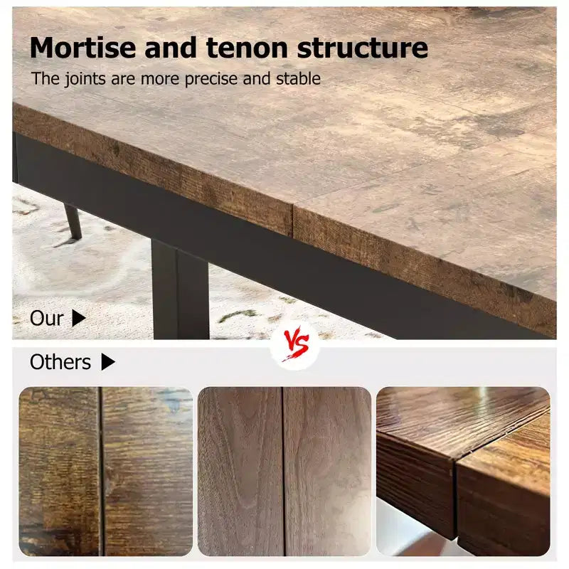 Mesa de comedor industrial de 71 pulgadas, mesa de cocina rectangular grande con patas de metal, esquinas redondeadas, mesas de conferencias de madera, escritorio para sala de estar