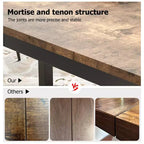 Mesa de comedor industrial de 71 pulgadas, mesa de cocina rectangular grande con patas de metal, esquinas redondeadas, mesas de conferencias de madera, escritorio para sala de estar