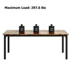 Mesa de comedor industrial de 71 pulgadas, mesa de cocina rectangular grande con patas de metal, esquinas redondeadas, mesas de conferencias de madera, escritorio para sala de estar