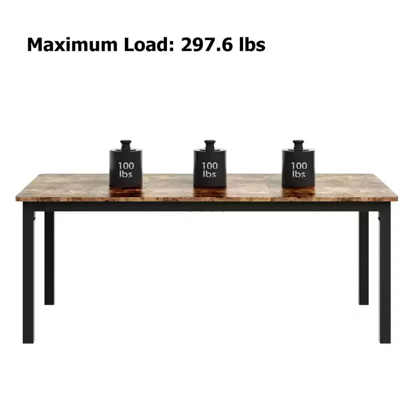 Mesa de comedor industrial de 71 pulgadas, mesa de cocina rectangular grande con patas de metal, esquinas redondeadas, mesas de conferencias de madera, escritorio para sala de estar