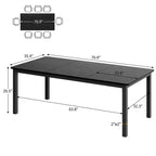 Mesa de comedor industrial de 71 pulgadas, mesa de cocina rectangular grande con patas de metal, esquinas redondeadas, mesas de conferencias de madera, escritorio para sala de estar