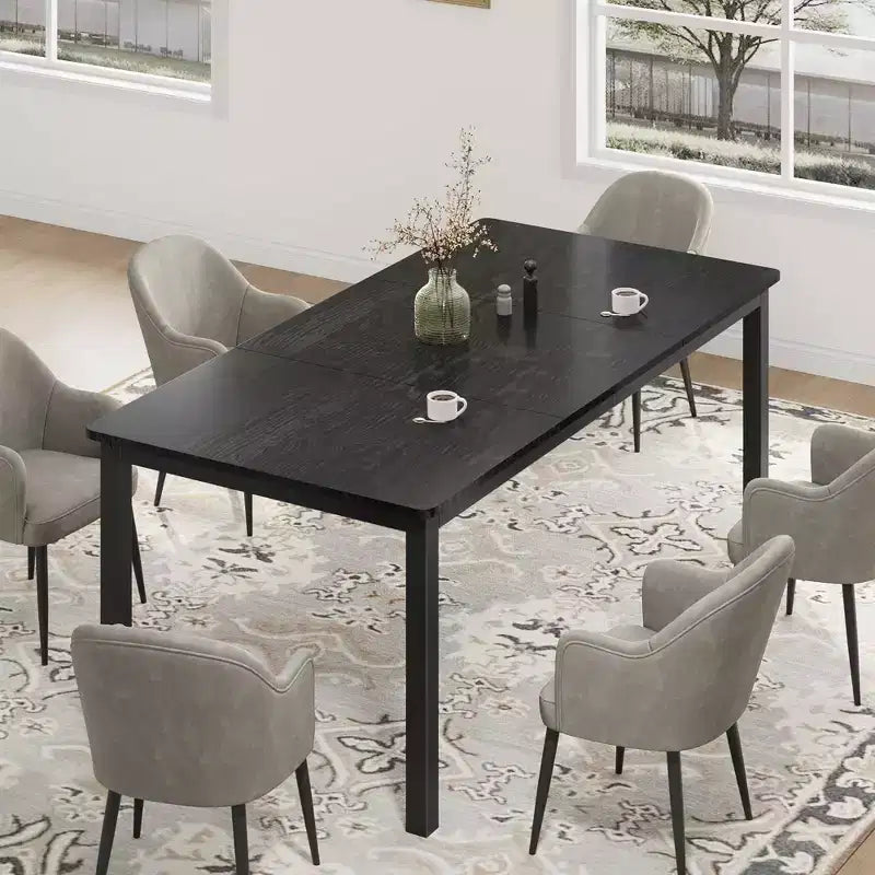 Mesa de comedor industrial de 71 pulgadas, mesa de cocina rectangular grande con patas de metal, esquinas redondeadas, mesas de conferencias de madera, escritorio para sala de estar