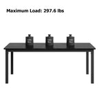 Mesa de comedor industrial de 71 pulgadas, mesa de cocina rectangular grande con patas de metal, esquinas redondeadas, mesas de conferencias de madera, escritorio para sala de estar