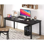 Mesa de comedor industrial de 71 pulgadas, mesa de cocina rectangular grande con patas de metal, esquinas redondeadas, mesas de conferencias de madera, escritorio para sala de estar