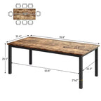 Mesa de comedor industrial de 71 pulgadas, mesa de cocina rectangular grande con patas de metal, esquinas redondeadas, mesas de conferencias de madera, escritorio para sala de estar