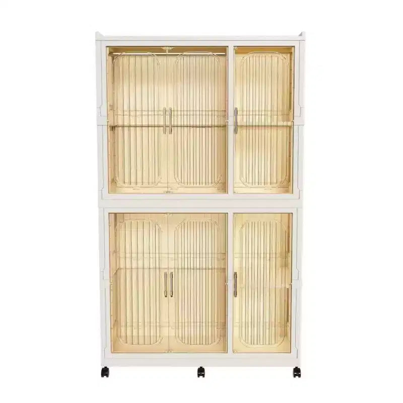 Clihome Armoire de rangement portable, commode à vêtements, 6 cubes et portes magnétiques, avec tringles de suspension, cintres