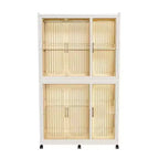 Clihome Armoire de rangement portable, commode à vêtements, 6 cubes et portes magnétiques, avec tringles de suspension, cintres