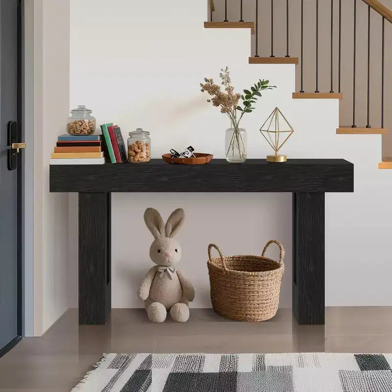 63 Long Console Table for Entryway, Wooden Rectangular Sofa Table Behind The Couch, Farmhouse Entryway Table for Entrance, Hallway, Living Room